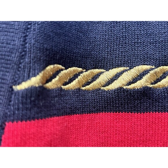 Cappagallo Cardigan Women's Vintage 80s Sz M Nautical Red Blue Gold shoulder Pad - Picture 3 of 10